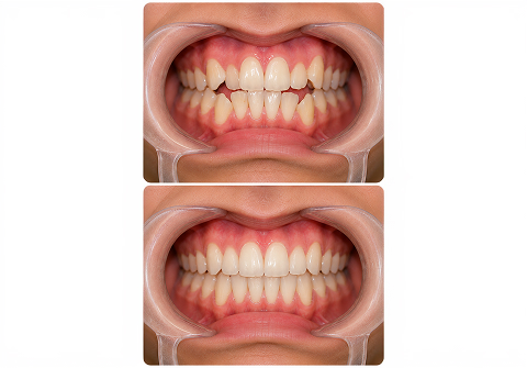 Teeth that have shifted Before and After